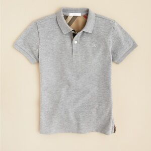Burberry Children Gray cotton embroidered classic check short sleeve Polo Shirt
